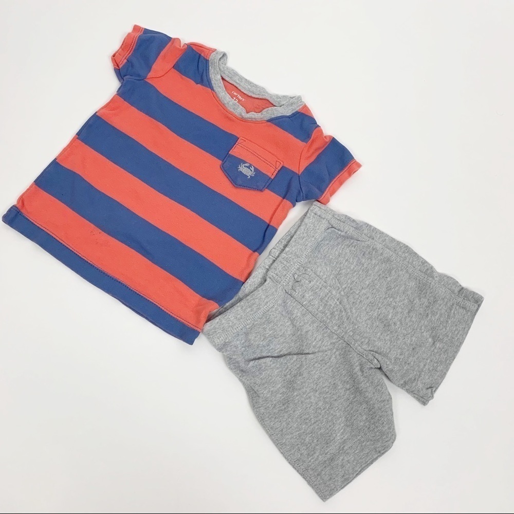 2 Item Lot Baby Boy 12 Month Shirt and Shorts Set